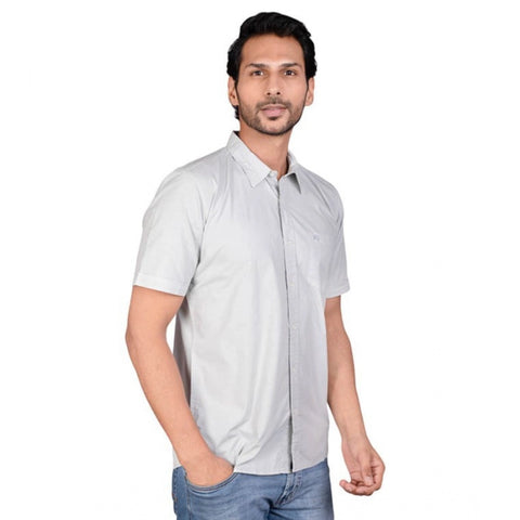 Generic Men's Casual Cotton Half Sleeve Solid Shirt (Grey) Generic Men's Casual Cotton Half Sleeve Solid Shirt (Grey)