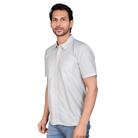 Generic Men's Casual Cotton Half Sleeve Solid Shirt (Grey) Generic Men's Casual Cotton Half Sleeve Solid Shirt (Grey)