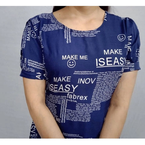 Generic Women's Casual Crepe Half Sleeves Dress (Blue) Generic Women's Casual Crepe Half Sleeves Dress (Blue)