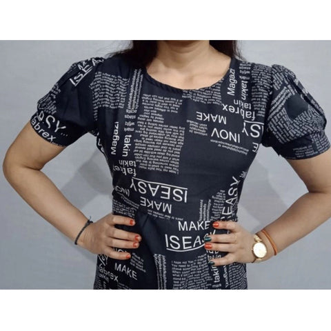 Generic Women's Casual Crepe Half Sleeves Dress (Black) Generic Women's Casual Crepe Half Sleeves Dress (Black)