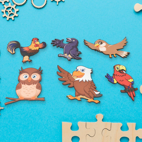 GEMEM Wooden Bird Peg Puzzle Board