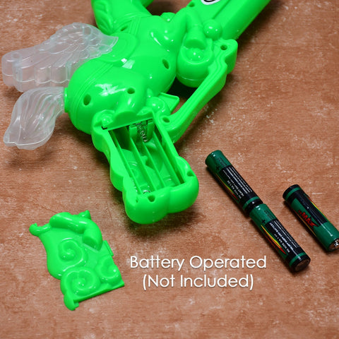 Kids' laser light gun with musical effects, close-up shot