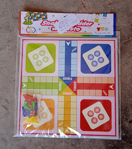 Board game with two sides, featuring Ludo and ladder games for kids and families