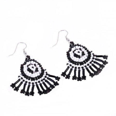 Generic Women's Alloy, Thread Hook Dangler Hanging Earrings-Black