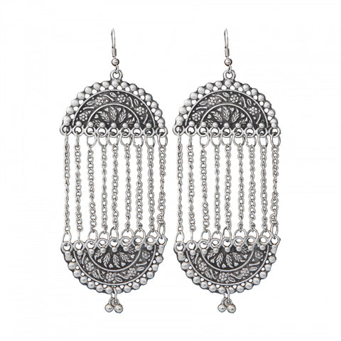 Generic Women's Silver Plated Hook Dangler Hanging Earrings-Silver