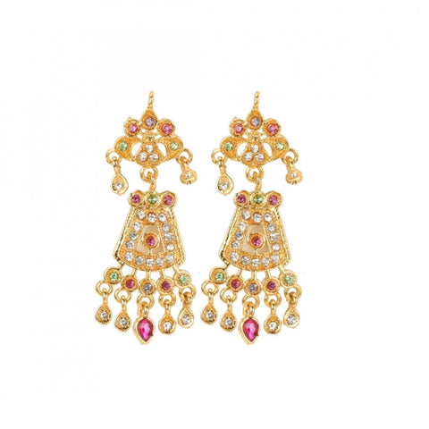 Generic Gold-Plated And Jadau Choker Necklace With Earrings Set For Women