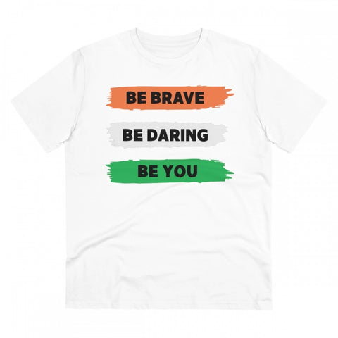 Generic Men's PC Cotton Be Brave Be You Printed T Shirt (Color: White, Thread Count: 180GSM)