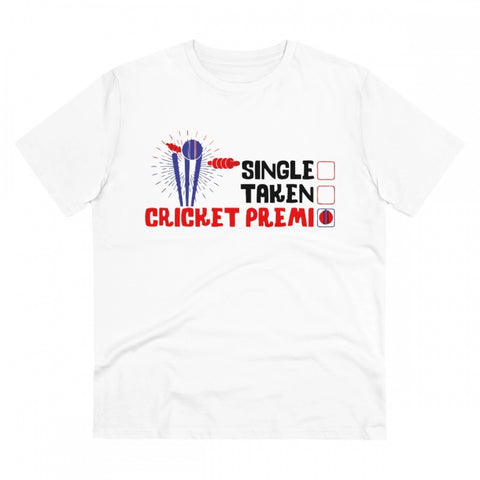 Generic Men's PC Cotton Cricket Design Printed T Shirt (Color: White, Thread Count: 180GSM)