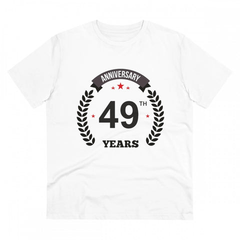 Generic Men's PC Cotton 49th Anniversary Printed T Shirt (Color: White, Thread Count: 180GSM)