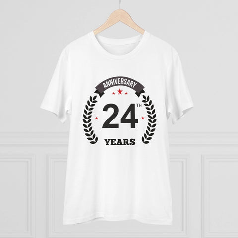 Generic Men's PC Cotton 24th Anniversary Printed T Shirt (Color: White, Thread Count: 180GSM)