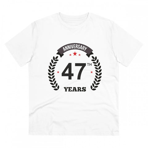 Generic Men's PC Cotton 47th Anniversary Printed T Shirt (Color: White, Thread Count: 180GSM)