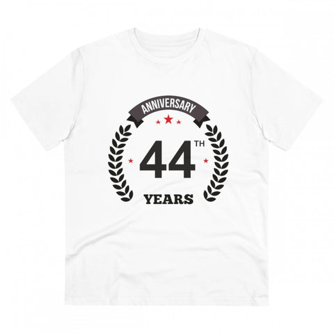 Generic Men's PC Cotton 44th Anniversary Printed T Shirt (Color: White, Thread Count: 180GSM)