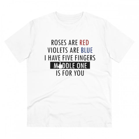 Generic Men's PC Cotton Roses Are Red Printed T Shirt (Color: White, Thread Count: 180GSM)