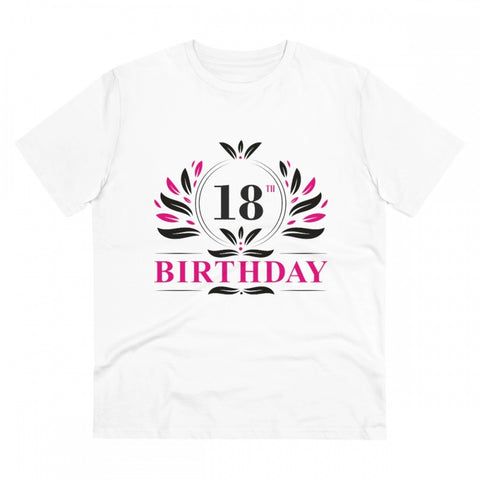 Generic Men's PC Cotton 18th Birthday Printed T Shirt (Color: White, Thread Count: 180GSM)