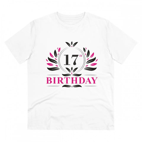 Generic Men's PC Cotton 17th Birthday Printed T Shirt (Color: White, Thread Count: 180GSM)