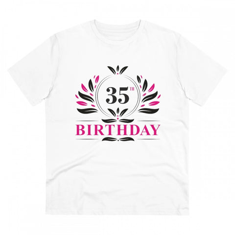 Generic Men's PC Cotton 35th Birthday Printed T Shirt (Color: White, Thread Count: 180GSM)