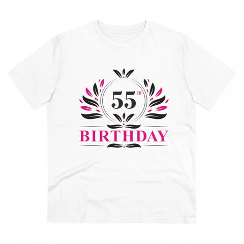 Generic Men's PC Cotton 55th Birthday Printed T Shirt (Color: White, Thread Count: 180GSM)