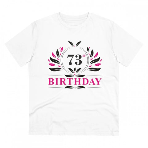 Generic Men's PC Cotton 73rd Birthday Printed T Shirt (Color: White, Thread Count: 180GSM)