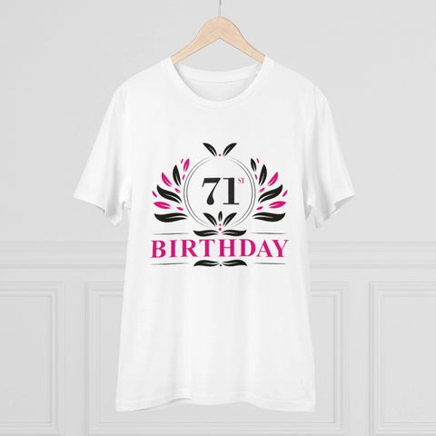 Generic Men's PC Cotton 71st Birthday Printed T Shirt (Color: White, Thread Count: 180GSM)