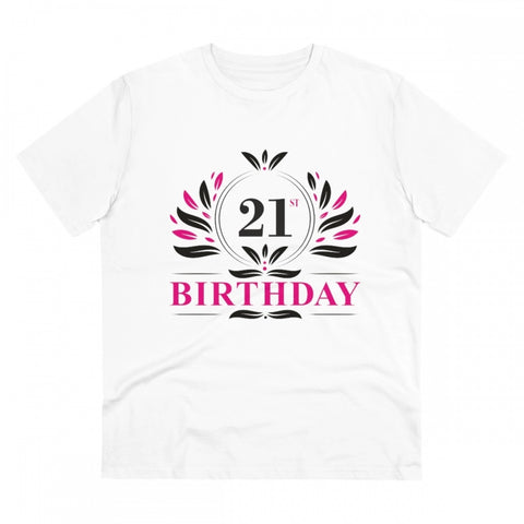 Generic Men's PC Cotton 21st Birthday Printed T Shirt (Color: White, Thread Count: 180GSM)