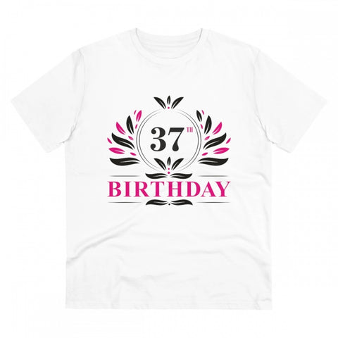 Generic Men's PC Cotton 37th Birthday Printed T Shirt (Color: White, Thread Count: 180GSM)