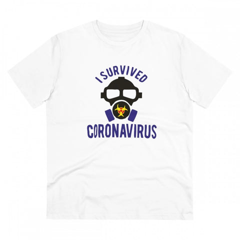 Generic Men's PC Cotton I Survived Coronavirus Printed T Shirt (Color: White, Thread Count: 180GSM)