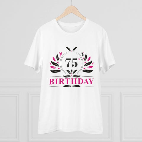 Generic Men's PC Cotton 75th Birthday Printed T Shirt (Color: White, Thread Count: 180GSM)