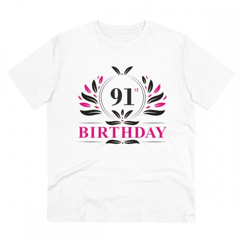 Generic Men's PC Cotton 91st Birthday Printed T Shirt (Color: White, Thread Count: 180GSM)