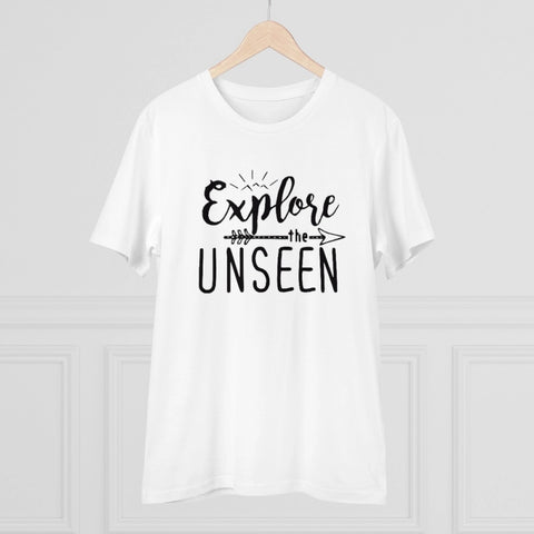 Generic Men's PC Cotton Explore The Unseen Printed T Shirt (Color: White, Thread Count: 180GSM)