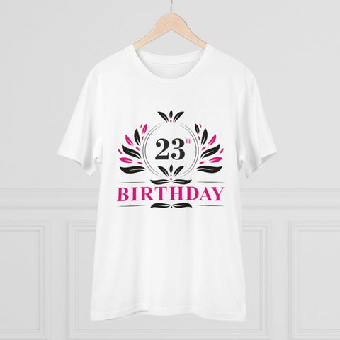 Generic Men's PC Cotton 23rd Birthday Printed T Shirt (Color: White, Thread Count: 180GSM)