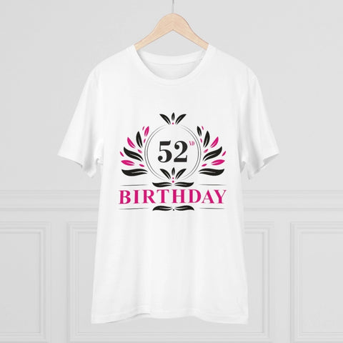 Generic Men's PC Cotton 52nd Birthday Printed T Shirt (Color: White, Thread Count: 180GSM)