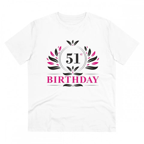 Generic Men's PC Cotton 51st Birthday Printed T Shirt (Color: White, Thread Count: 180GSM)