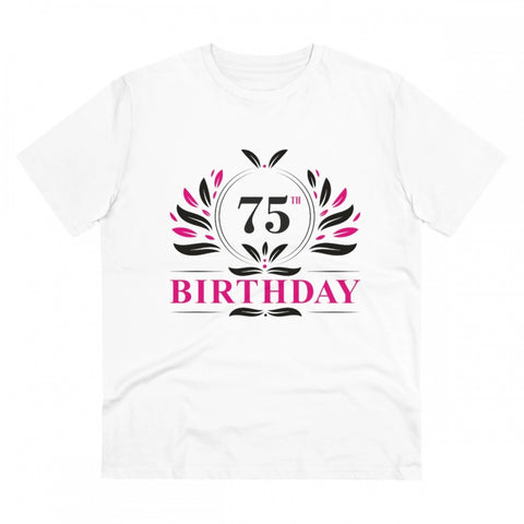 Generic Men's PC Cotton 75th Birthday Printed T Shirt (Color: White, Thread Count: 180GSM)