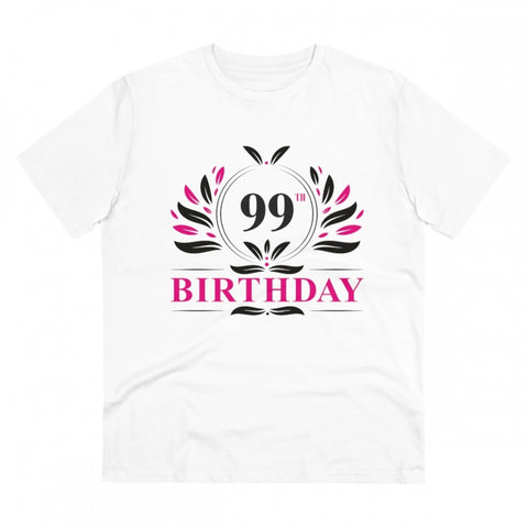 Generic Men's PC Cotton 99th Birthday Printed T Shirt (Color: White, Thread Count: 180GSM)