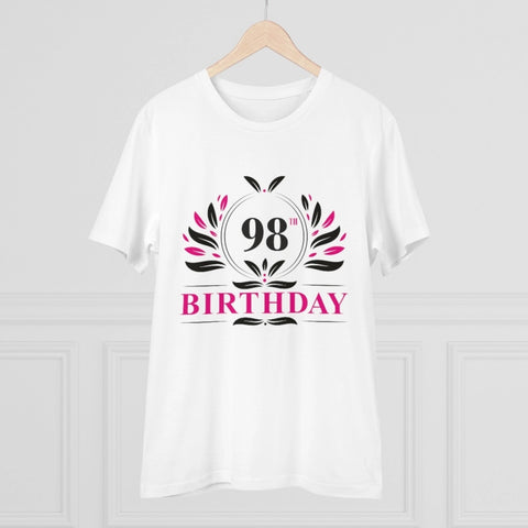 Generic Men's PC Cotton 98th Birthday Printed T Shirt (Color: White, Thread Count: 180GSM)