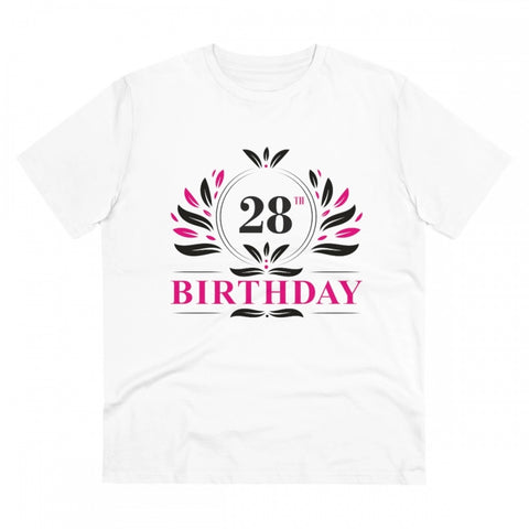 Generic Men's PC Cotton 28th Birthday Printed T Shirt (Color: White, Thread Count: 180GSM)