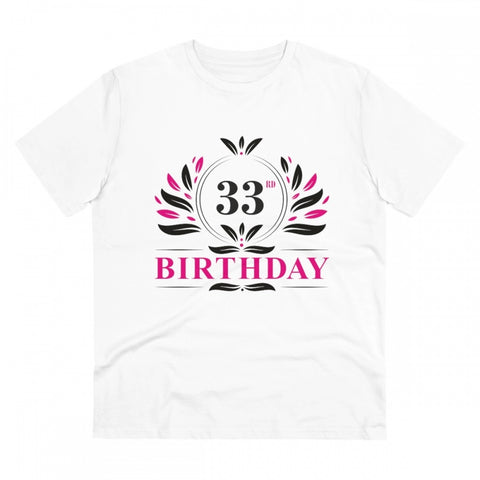 Generic Men's PC Cotton 33rd Birthday Printed T Shirt (Color: White, Thread Count: 180GSM)
