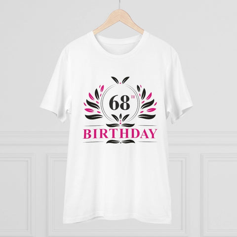 Generic Men's PC Cotton 68th Birthday Printed T Shirt (Color: White, Thread Count: 180GSM)
