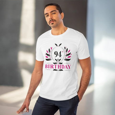 Generic Men's PC Cotton 94th Birthday Printed T Shirt (Color: White, Thread Count: 180GSM)