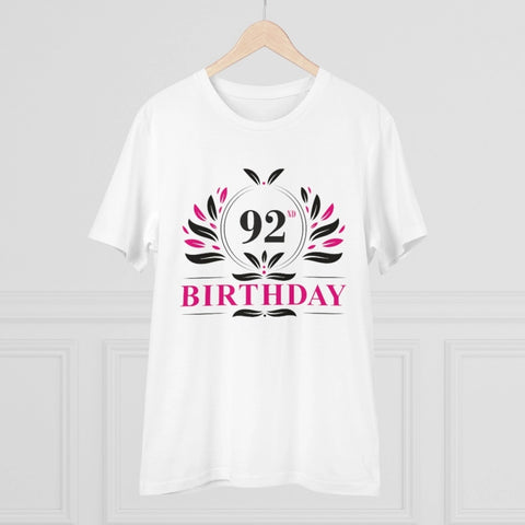 Generic Men's PC Cotton 92nd Birthday Printed T Shirt (Color: White, Thread Count: 180GSM)