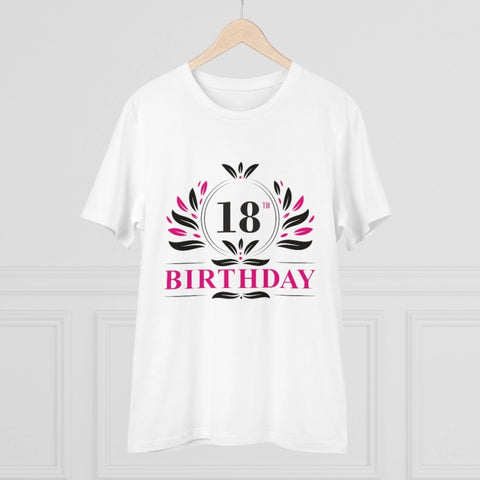 Generic Men's PC Cotton 18th Birthday Printed T Shirt (Color: White, Thread Count: 180GSM)
