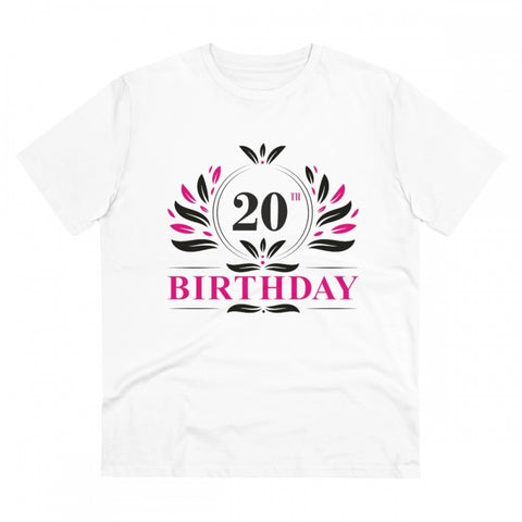 Generic Men's PC Cotton 20th Birthday Printed T Shirt (Color: White, Thread Count: 180GSM)