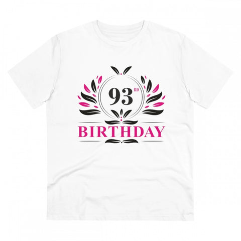 Generic Men's PC Cotton 93rd Birthday Printed T Shirt (Color: White, Thread Count: 180GSM)