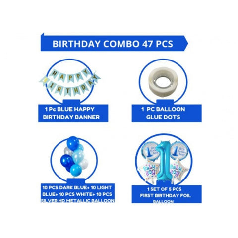 Generic 1St Birthday Baby Boytheme Decorations Kit Combo (Blue)