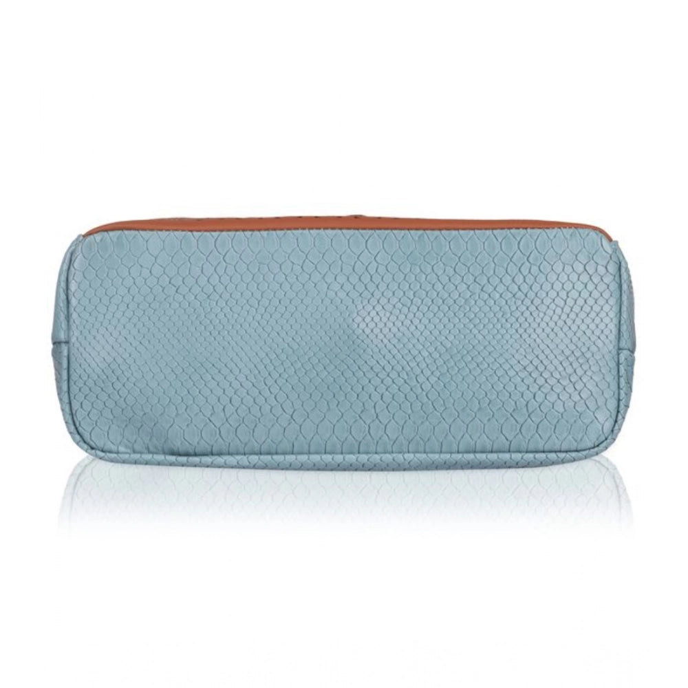 Generic Women's Faux Leather Textured Tote Bag (Grey)