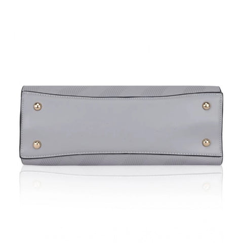 Generic Women's Faux Leather Textured Adjustable Long Belt Handbag (Grey)