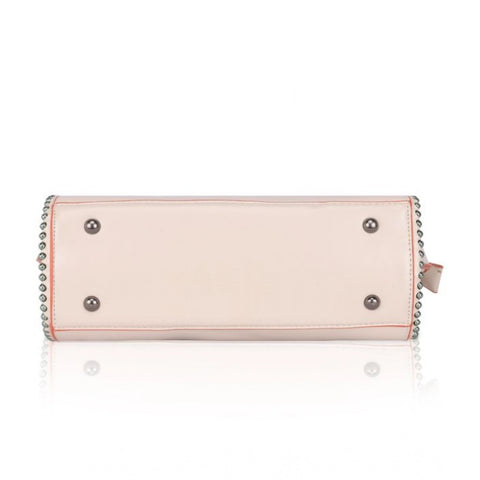 Generic Women's Faux Leather Metal Beads Handbag (Pink)