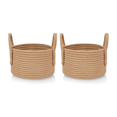 Generic Cotton Round Storage Rope Woven Baskets Pack of 2 (Beige)