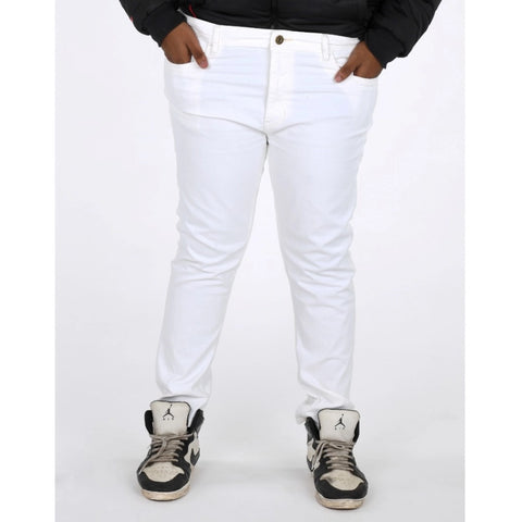 Generic Men's Cotton Blended Solid Plus Size Jeans (White)
