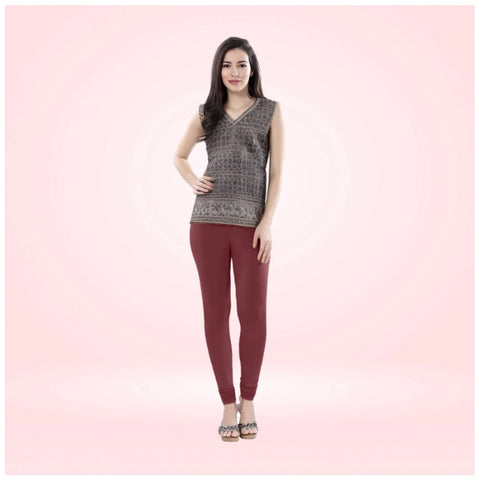 Generic Women's Cotton Blended Solid Churidar leggings (Maroon)